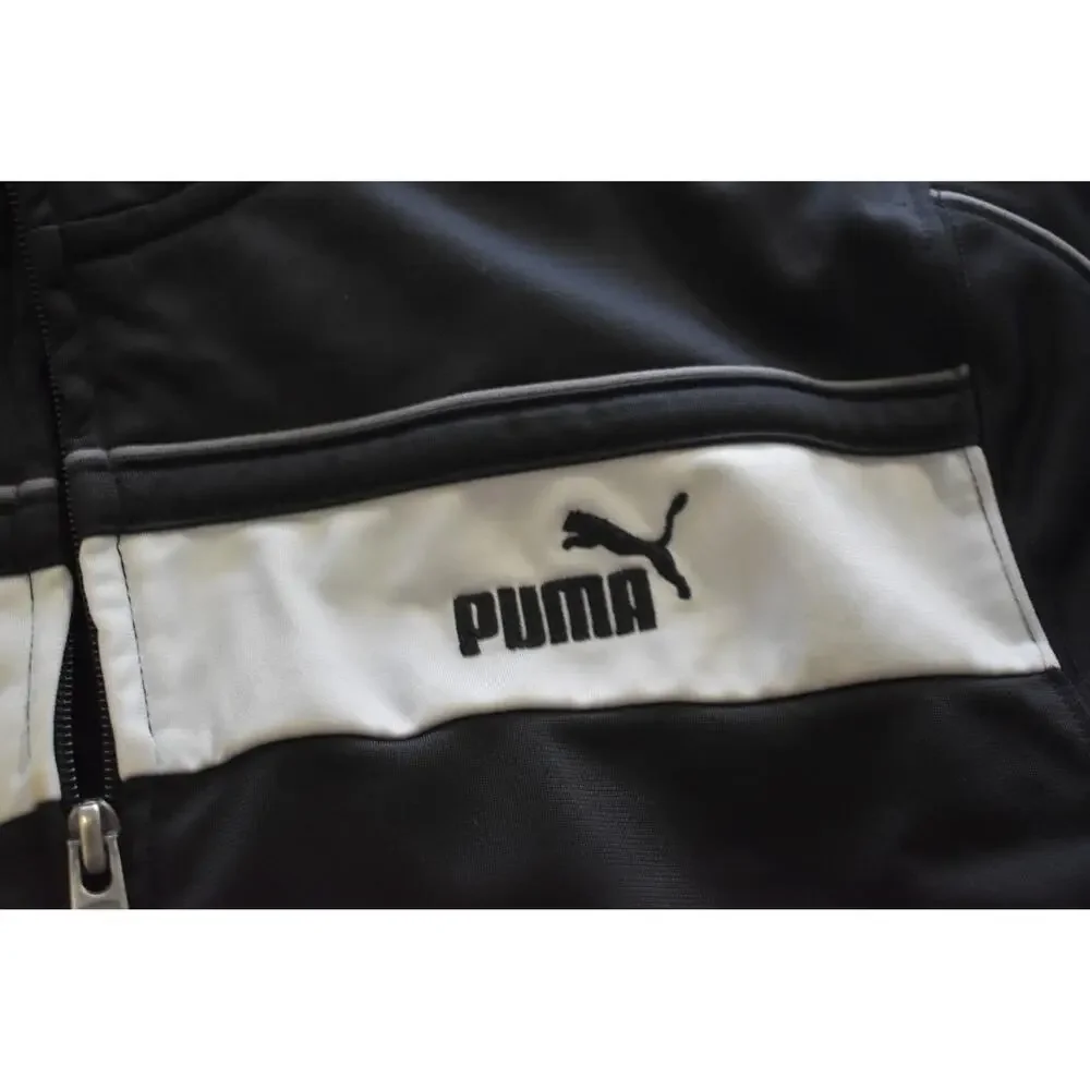 Puma Track Jacket‎ Full Zip Black Long Sleeve Athletic Sweater Boys Size Large